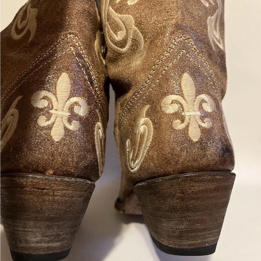 Sz 9 Corral R1974 Honey Cortez Fleur de lis Stitched Western Boots - Picture 14 of 17